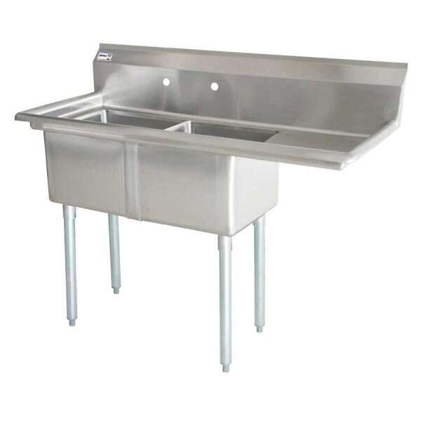 Omcan 43781, 18x21x14-inch 2-Compartment Sink with Right Drain Board