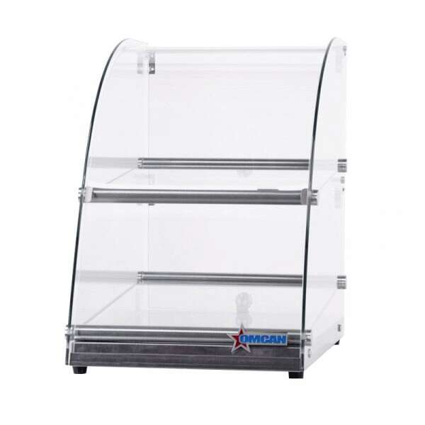Omcan 44374, 14-inch Countertop Curved Front Glass Food Display Case, 70L Capacity