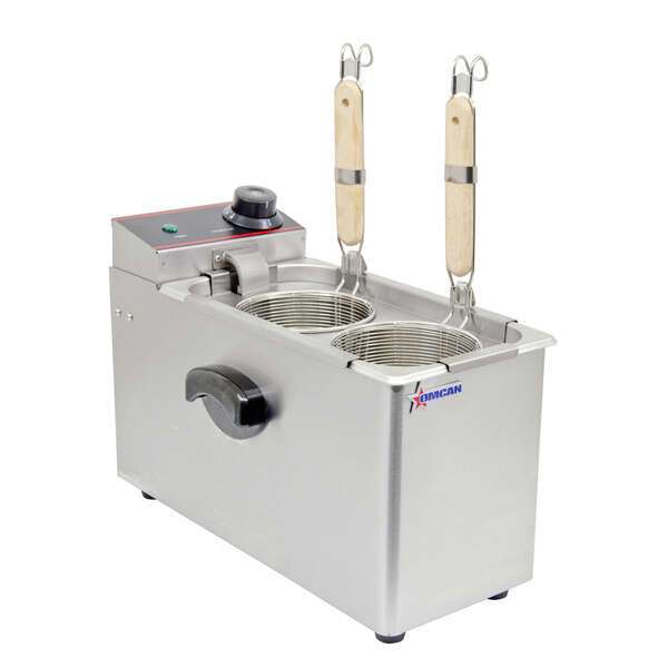 Omcan CE-CN-0002-B, 16-inch 2 Baskets Countertop Stainless Steel Electric Pasta Cooker, 4 Liters Capacity