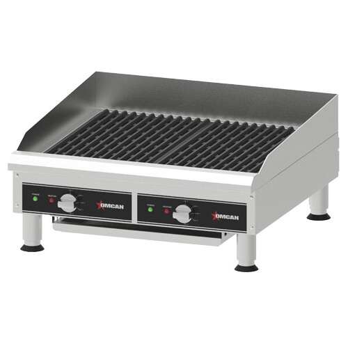 Omcan CE-CN-0610-DN, 24-inch Cast Iron Electric Charbroiler/Griddle