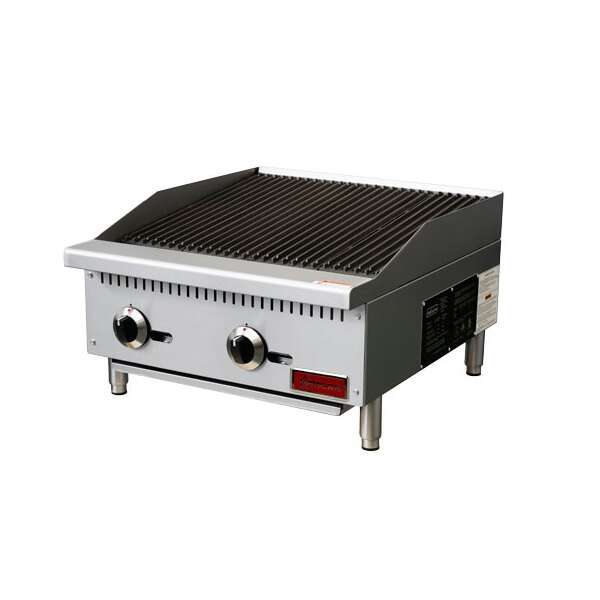 Omcan CE-CN-CB24-M, 24-inch 2 Burners Countertop Radiant Natural Gas Charbroiler, 70,000 BTU