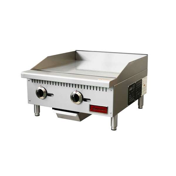 Omcan CE-CN-G24-M, 24-inch 2 Burners Countertop Smooth Surface Natural Gas Griddle, 60,000 BTU