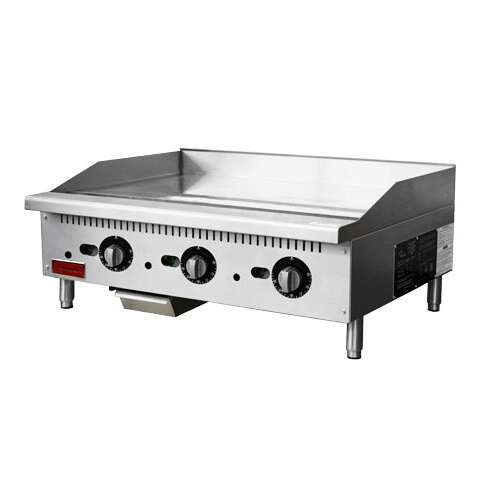 Omcan CE-CN-G36-TP, 36-inch Countertop Natural Gas Griddle with Thermostatic Control