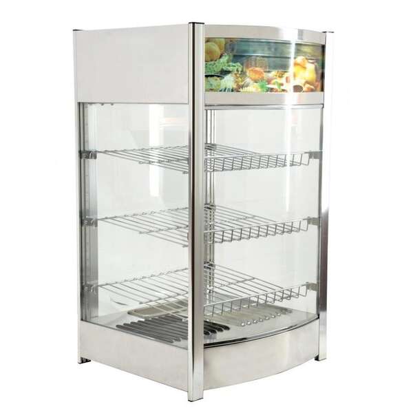 Omcan DW-CN-0097, 18-inch Countertop Stainless Steel Angled Glass Display Warmer, 97 Liters Capacity