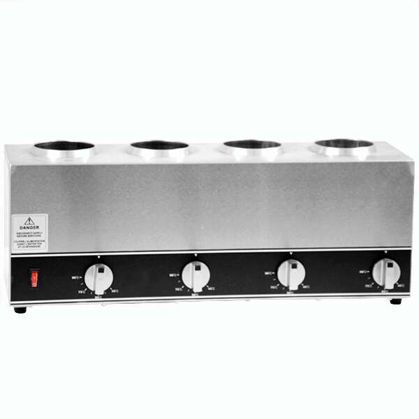Omcan FW-CN-1604, 23-inch Stainless Steel Quadruple Bottle Sauce Warmer