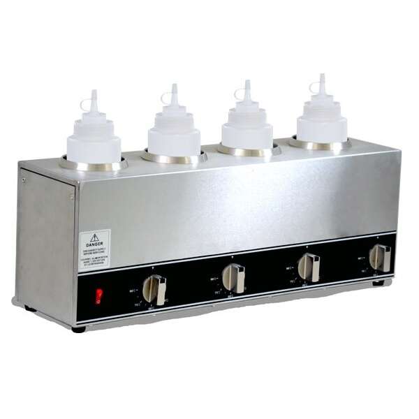 Omcan FW-CN-1604, 23-inch Stainless Steel Quadruple Bottle Sauce Warmer