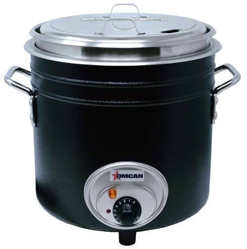 Omcan FW-TW-5000-B, 11 Qt Black Coated Ceramic Retro Soup Warmer