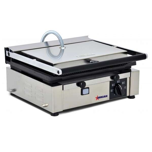 Omcan PG-IT-0610-R, 10x14-inch Electric Single Panini Grill with Ribbed Grill Surface