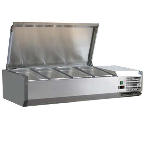 Omcan RS-CN-0004-PSS, 47-inch Stainless Steel Refrigerated Topping Rail with Cover