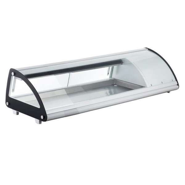 Omcan RS-CN-0043-SC, 45-inch Stainless Steel Curved Glass Sushi Showcase, 1.48 Cu.Ft