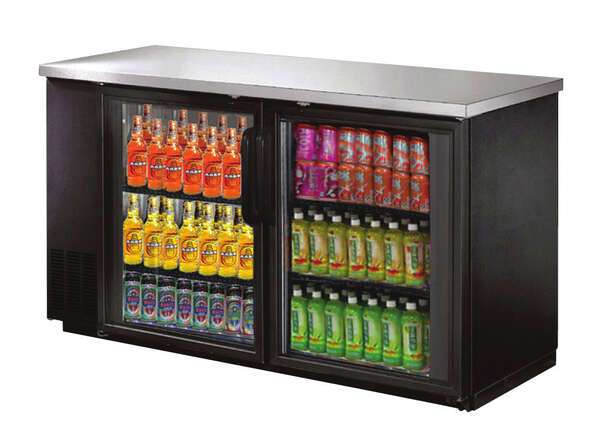 Omcan UBB-24-60G, 60.8x24.4x36.2-Inch Refrigerated Back Bar Cooler with Stainless Steel Top, 2 Glass Doors, ETL Listed, ETL Sanitation, NSF-7