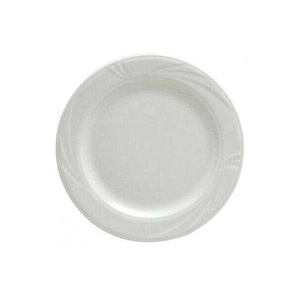 Oneida Buffalo R4510000139, 9-Inch Arcadia Bright White Embossed Medium Rim Porcelain Plate, 36/CS