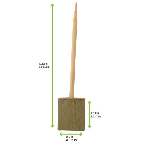 PacknWood 209BBBHUT10, 3.9-Inch Boot Single Prong Bamboo Skewers with Block End, 480/CS