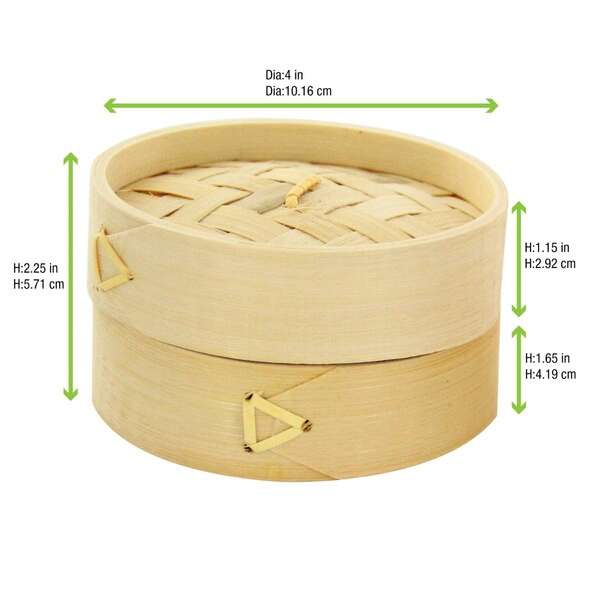 PacknWood 209BBDIM10, 6 Oz 4-Inch Dia Dim Sum Mini Bamboo Steamer, 100/CS