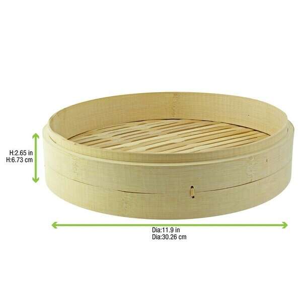 PacknWood 209BBDIM30, 55 Oz 11.9-Inch Diameter Dim Sum Giant Bamboo Steamer, 5/CS