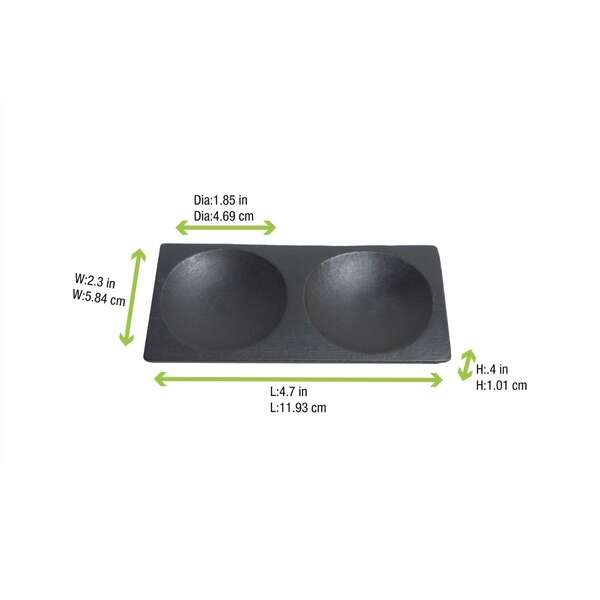 PacknWood 209BBGALGAL, 4.7x2.3x4-Inch Mini Black Bamboo Plate with 2 Compartments, 96/CS
