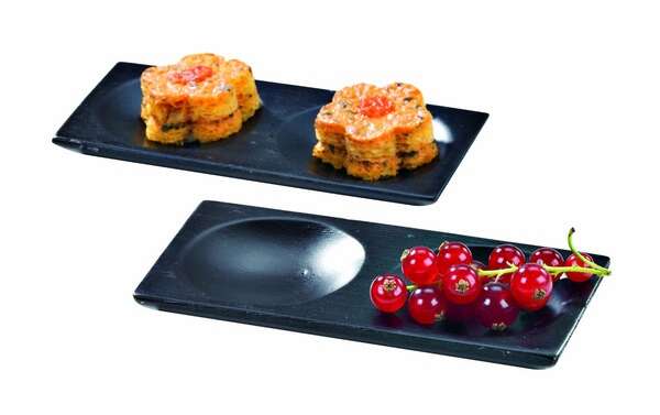 PacknWood 209BBGALGAL, 4.7x2.3x4-Inch Mini Black Bamboo Plate with 2 Compartments, 96/CS