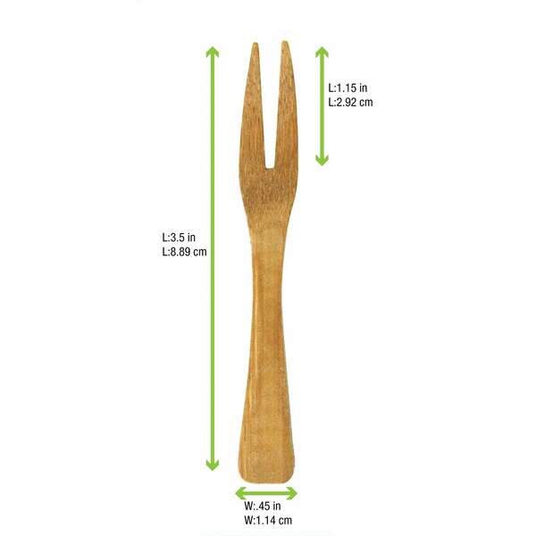PacknWood 209BBKAMALA, 3.5-Inch "Kamala" Bamboo Mini Fork, 500/CS