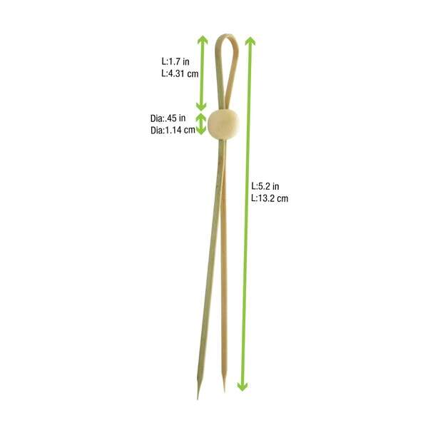 PacknWood 209BBLUKAN, 5.2-Inch Luka Bamboo Double Picks With Natural Adjustable Ball, 2000/CS
