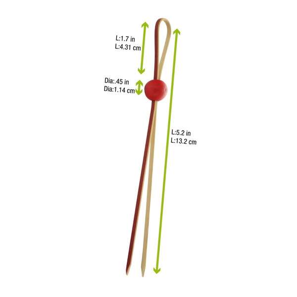 PacknWood 209BBLUKAR, 5.2-Inch Luka Bamboo Double Picks With Red Adjustable Ball, 2000/CS