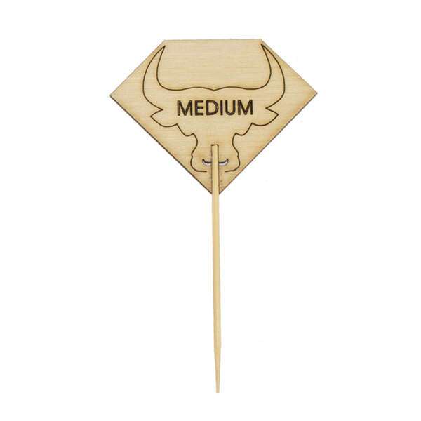 PacknWood 209BBRUMPYM, 3.62-Inch Diamond Shaped Steak Markers with Bull Head - Medium, 1000/CS