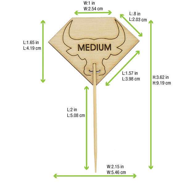 PacknWood 209BBRUMPYM, 3.62-Inch Diamond Shaped Steak Markers with Bull Head - Medium, 1000/CS