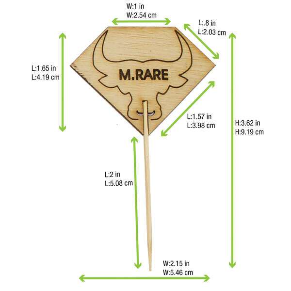 PacknWood 209BBRUMPYMEDRA, 3.62-Inch Diamond Shaped Steak Markers with Bull Head - Medium Rare, 1000/CS