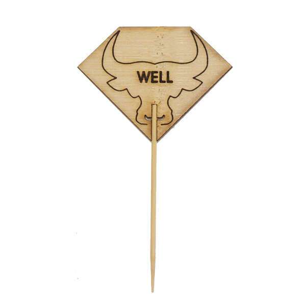 PacknWood 209BBRUMPYW, 3.62-Inch Diamond Shaped Steak Markers with Bull Head - Well, 1000/CS