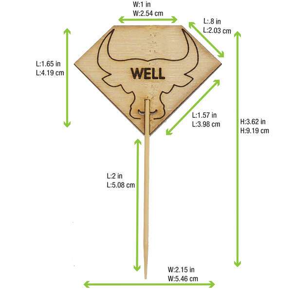 PacknWood 209BBRUMPYW, 3.62-Inch Diamond Shaped Steak Markers with Bull Head - Well, 1000/CS
