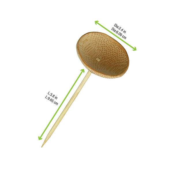 PacknWood 209BBTHANI6, 3.8-Inch "Thani" Bamboo Mini Dish with Skewer, 144/CS