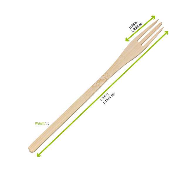 PacknWood 209BBTRID5, 5.5-Inch "Trident" Bamboo Fork, 500/CS