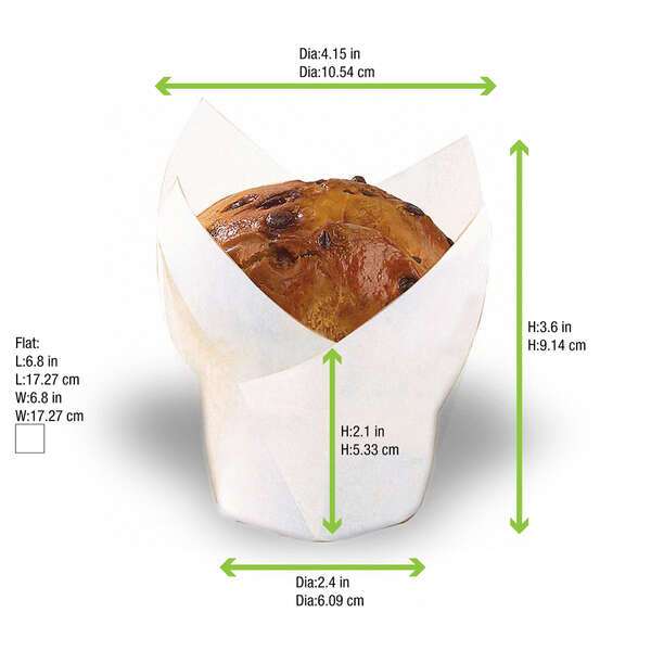 PacknWood 209CPST8B, 4.15-Inch Dia 8 Oz "Tulip" White Baking Cup, 1000/CS