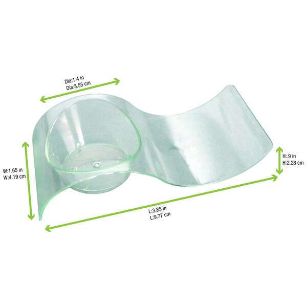 PacknWood 209MBGIZMO, 3.85x1.65x0.9-Inch "Gizmo" Green Transparent Wave Dish, 200/CS