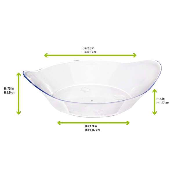 PacknWood 209MBINDA1, 2 Oz "Inda" Oval Transparent Dish, 600/CS