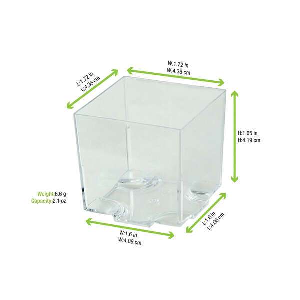 PacknWood 209MBKARA, 2 Oz "Kara" Clear Green Cubic Mini Cup, 600/CS