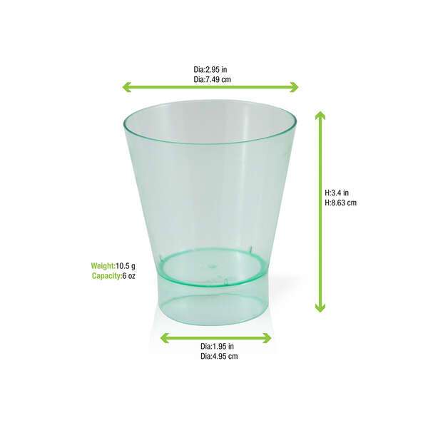 PacknWood 209MBPAVLOS, 6 Oz "Pavlos" Transparent Green Cup, 200/CS