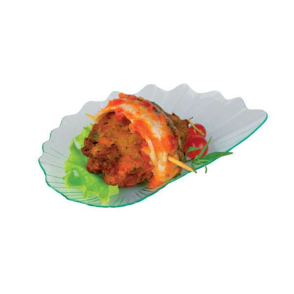 PacknWood 209MBTITOS1, 4.2x2.75x0.7-Inch 1 Oz "Titos" Transparent Green Leaf Dish, 300/CS