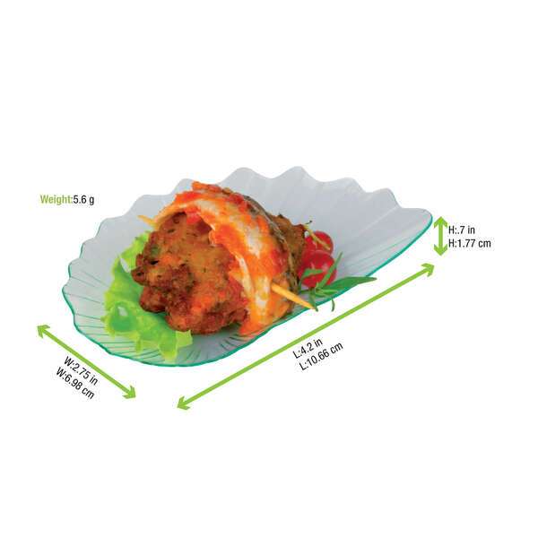 PacknWood 209MBTITOS1, 4.2x2.75x0.7-Inch 1 Oz "Titos" Transparent Green Leaf Dish, 300/CS