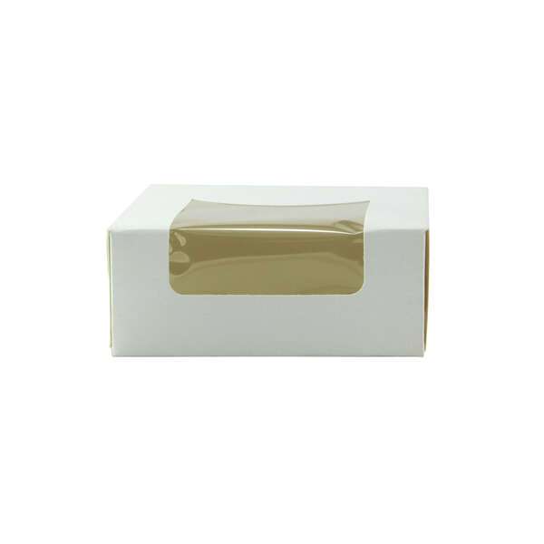 PacknWood 209PAT100J, 4x4x1.6-Inch White Pastry Box with PET Window, 420/CS