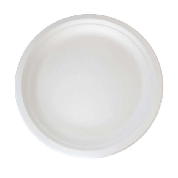 PacknWood 210APU221, 8.75-Inch Dia Round White Sugarcane Plate, 500/CS