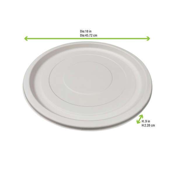 PacknWood 210APUC455, 18-Inch Dia White Round Sugarcane Platter, 24/CS