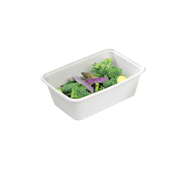 PacknWood 210APUREC500, 17-Oz Eco Rec Rectangular Sugarcane Salad Bowl, White, 500/CS