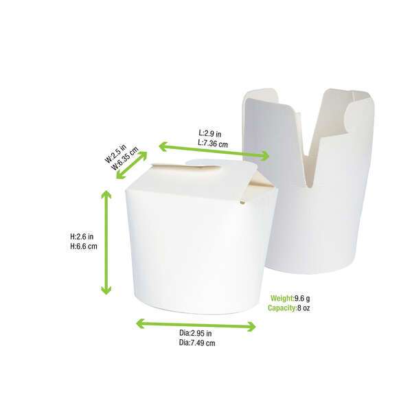 PacknWood 210ASIE8BL, 8 Oz 2.95x2.9x2.5-Inch Mini White Pasta Box, 500/CS