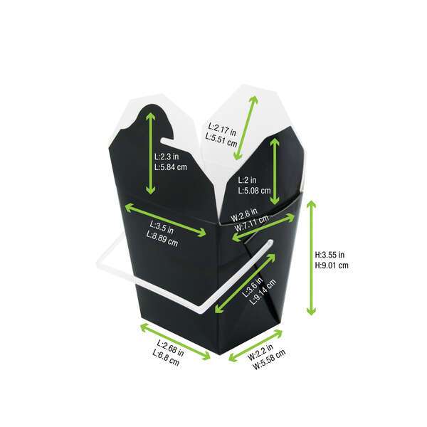 PacknWood 210ASPAIL17N, 16 Oz 3.5x2.8x3.55-Inch Black Take Out Box with Handle, 450/CS