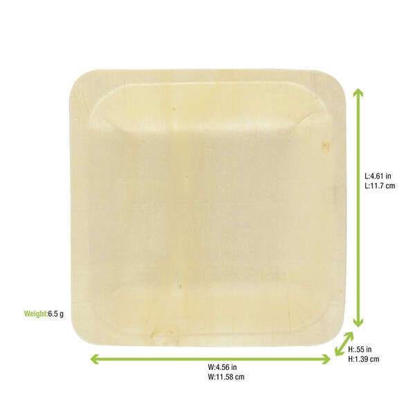 PacknWood 210BBA1112, 4.56x4.61x0.55-Inch "Scandinavia" Square Wooden Plate, 250/CS