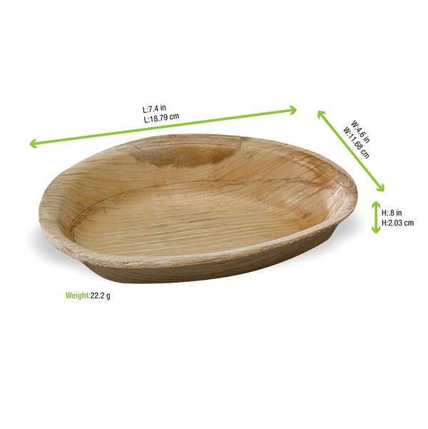 PacknWood 210BBAEG19, 7.4x4.6x0.8-Inch Medium Egg Shaped Palm Leaf Plate, 100/CS
