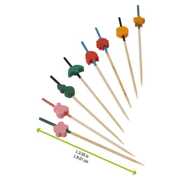 PacknWood 210BBART9, 3.55-Inch Bamboo Art Skewers (Assorted Colors & Designs), 2000/CS