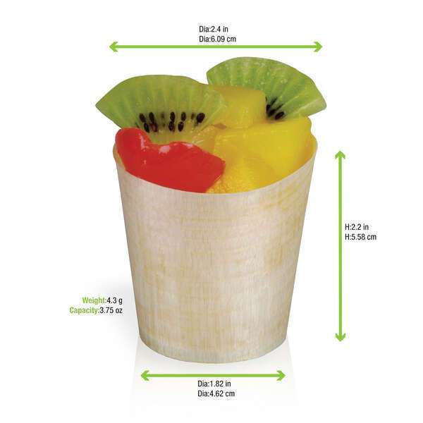 PacknWood 210BBCUP62, 3.75 Oz Mini Wooden Cup, 250/CS