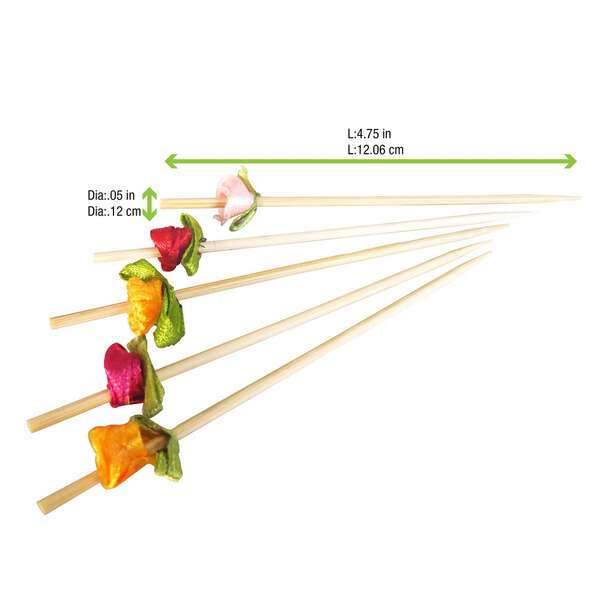 PacknWood 210BBFLEUR, 4.75-Inch "Flower" Bamboo Skewers (Assorted Colors), 2000/CS