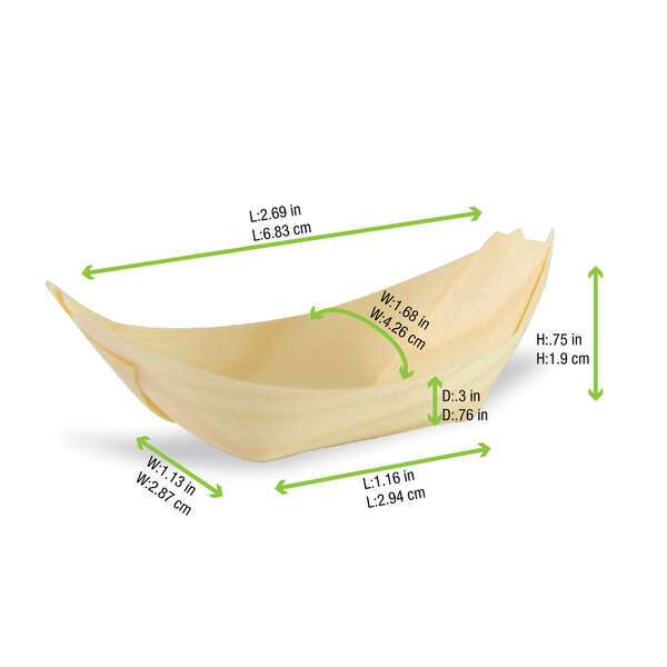 PacknWood 210BBOIS41, 2.69x1.68x0.75-Inch Mini Wooden Boats, 500/CS